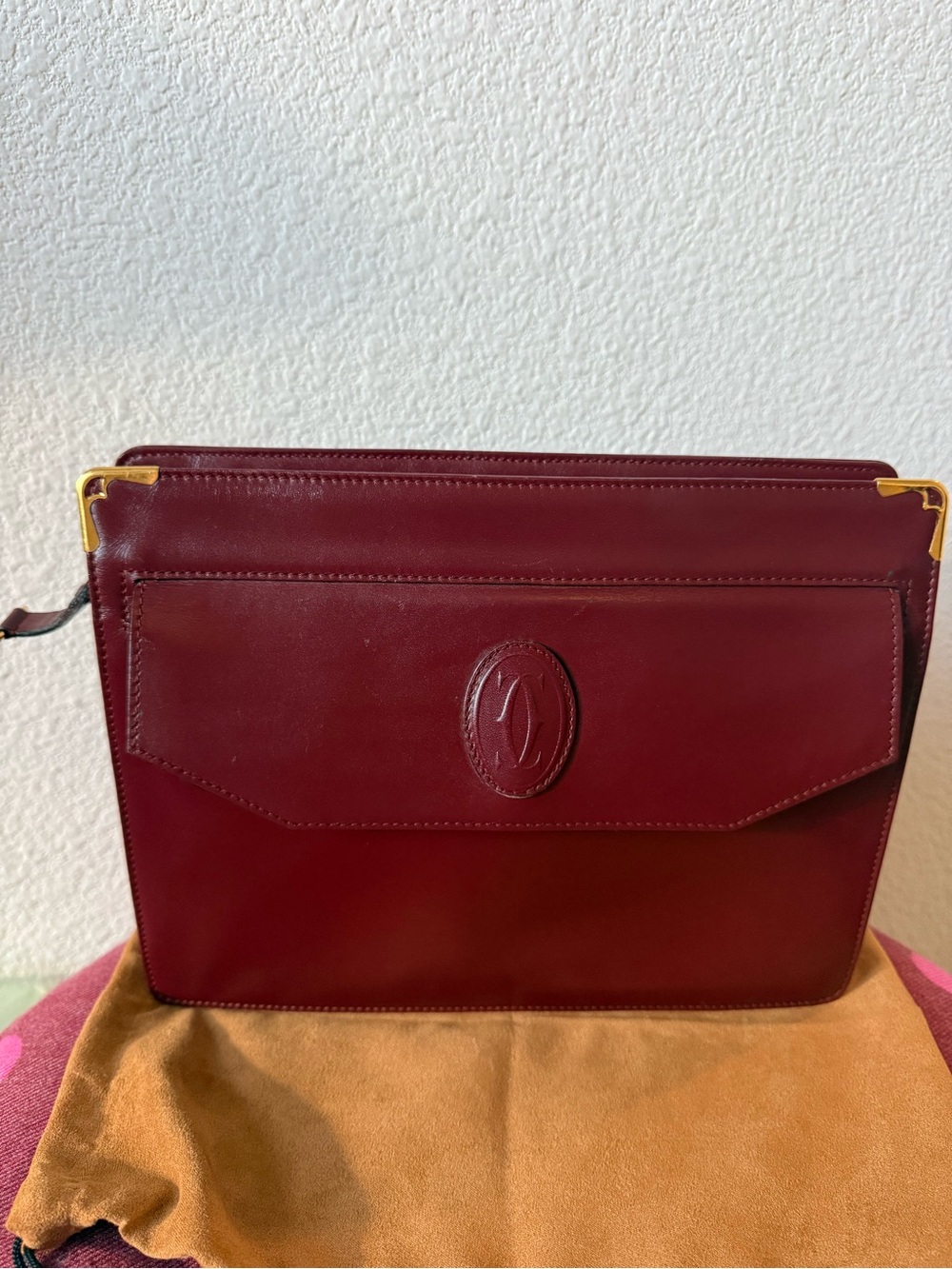 3 Days Memorial Day Sale 🎉Vintage Cartier Burgundy Bordeaux Leather Clutch Pouch